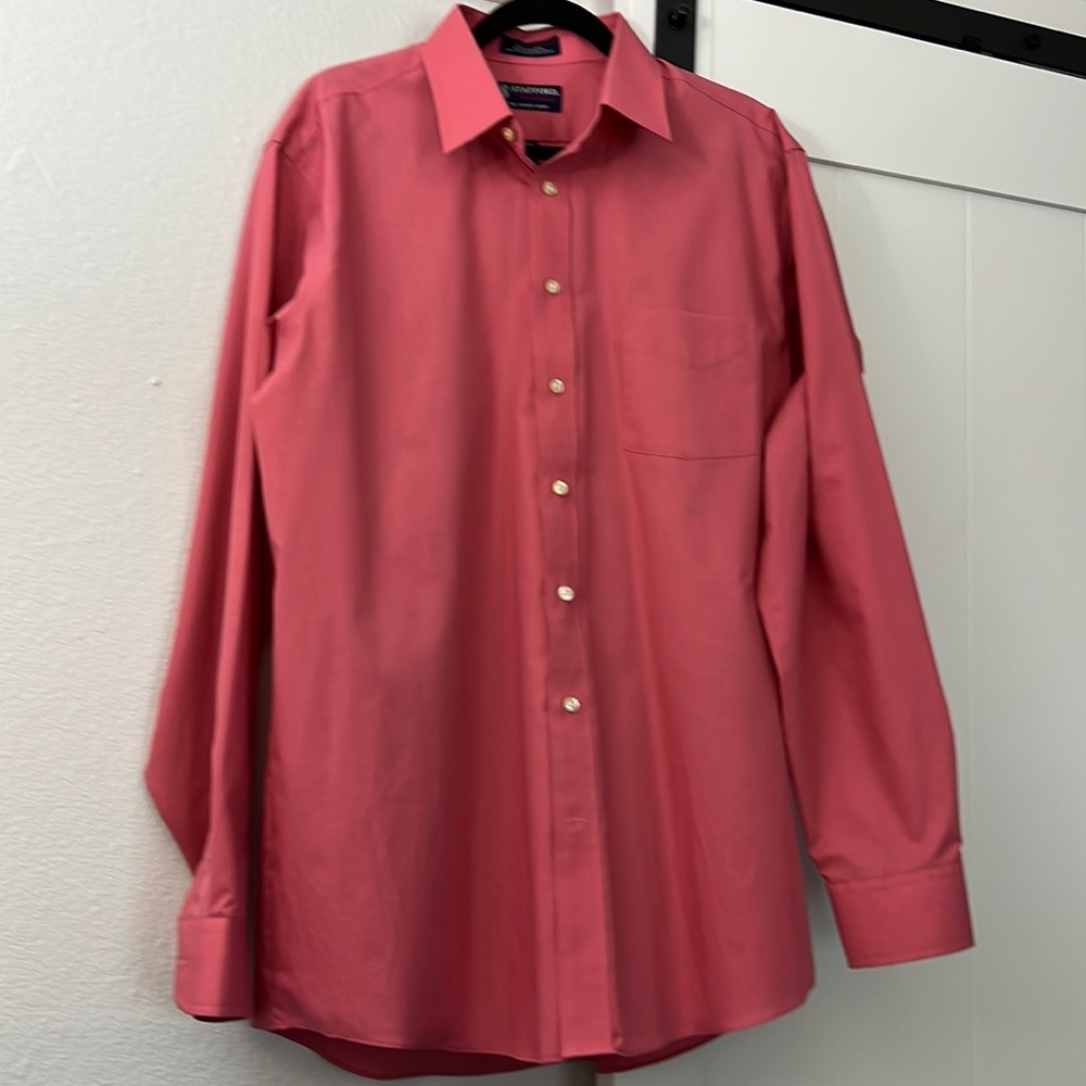 Coral Pink Stafford dress shirt, neck size 17 and arms 34-35